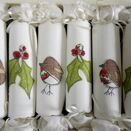 Christmas Cracker Box set of 6 Robin and Holly Embroidered Set additional 1
