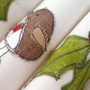 Christmas Cracker Box set of 6 Robin and Holly Embroidered Set additional 4