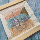 "Moored Boats" Linen Embroidery Pattern Design Panel additional 7
