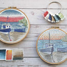 "Moored Boats" Linen Embroidery Pattern Design Panel additional 3