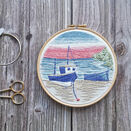 "Moored Boats" Coastal Embroidery Pattern Design Panel additional 2