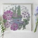 "Teacup & Succulents" Floral Flower Embroidery Pattern Design additional 10