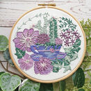 "Teacup & Succulents" Floral Flower Embroidery Pattern Design additional 1