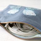 Floral Embroidered Blue Linen Purse additional 3