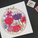 Flowers Design Printed Embroidery Greetings Card additional 2