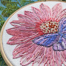 Gerbera and Butterfly Linen Embroidery Pattern Design additional 3