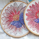 Gerbera and Butterfly Linen Embroidery Pattern Design additional 4