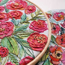Roses Floral Embroidery Pattern Linen Panel Design additional 6