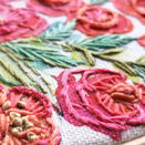 Roses Floral Embroidery Pattern Linen Panel Design additional 4
