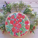 Roses Floral Embroidery Pattern Linen Panel Design additional 1