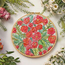Roses Floral Embroidery Pattern Linen Panel Design additional 1