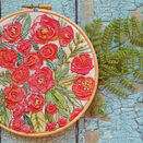 Roses Embroidery Pattern Linen Panel Design additional 2