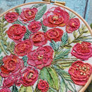 Roses Embroidery Pattern Linen Panel Design additional 5