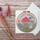 'Happy Birthday' Fairy House Printed Embroidery Greetings Card additional 2