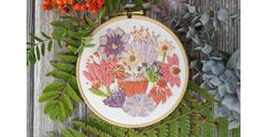 Blooms Floral Panel Embroidery Pattern Design