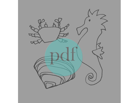 'Crab, Shell & Seahorse' PDF Embroidery Template Now Half Price at £3!