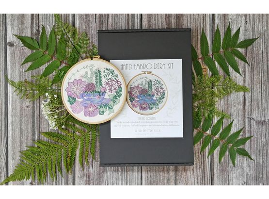 'Tea &amp; Succulents' Floral Hoop Art Embroidery Kit