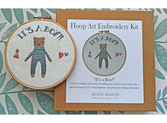 'It's a Boy!' New Baby Hoop Art Hand Embroidery Kit