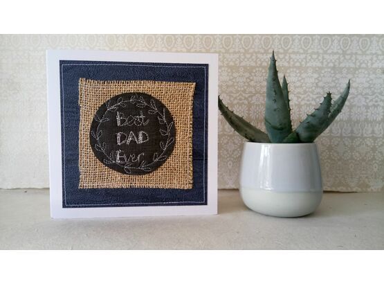 'Best Dad Ever' Handmade Embroidery Greetings Card