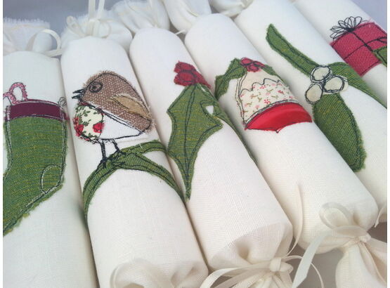 Christmas Cracker Box set of 6 Embroidered designs