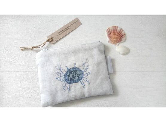 Embroidered Crab Coin Purse