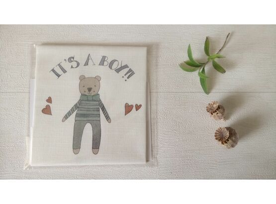 'It's a Boy!' New Baby Linen Panel Embroidery Pattern