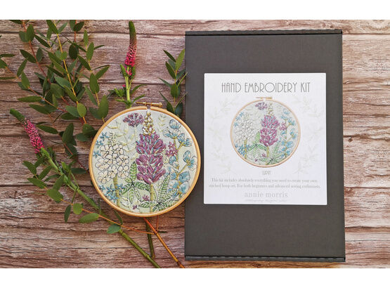 'Lupin' Floral Hoop Art Hand Embroidery Kit