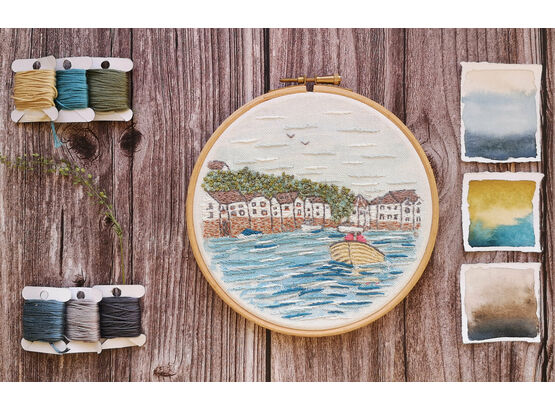 "Little Yellow Boat" Embroidery Pattern Design