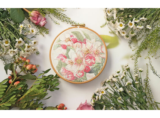 Blossom Flower Linen Embroidery Pattern Design