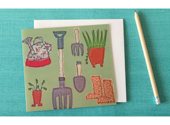 Gardening tools greetings card