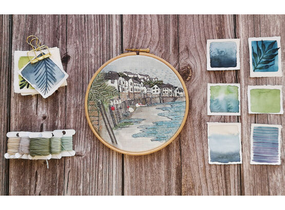 Estuary View Printed Embroidery Pattern Design