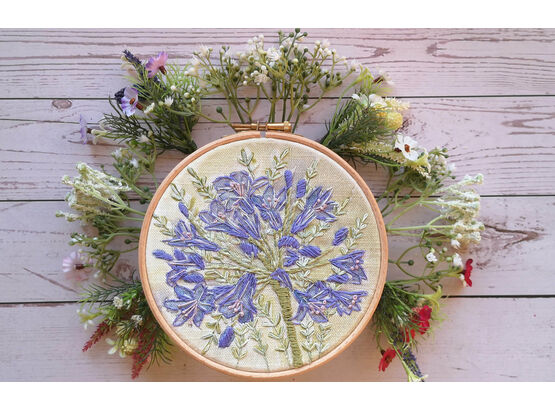 Agapanthus Flower Hand Embroidery Pattern Design