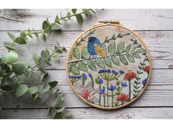 Summer Birdsong Linen Embroidery Pattern Design