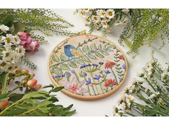Summer Birdsong Linen Embroidery Pattern Design