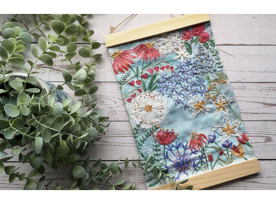 Summer Garden Embroidery Pattern Design - Mini Wall hanging -