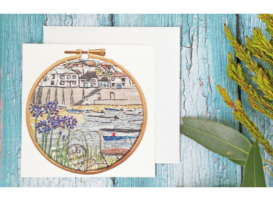 Mousehole Printed Embroidery card