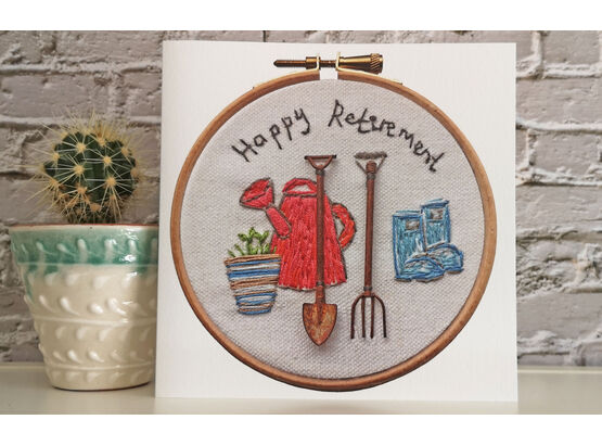 *NEW* Happy Retirement gardening tools printed greeting card
