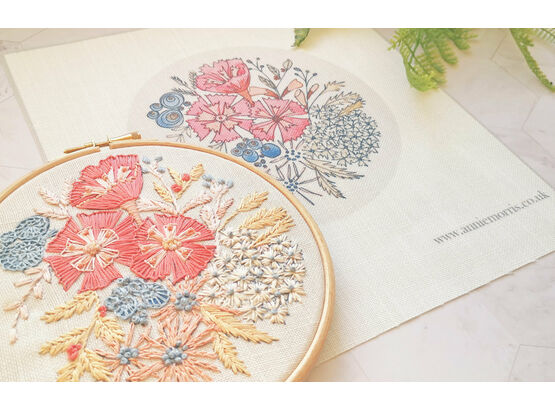 *NEW* Peony Bouquet Floral Embroidery Pattern Design