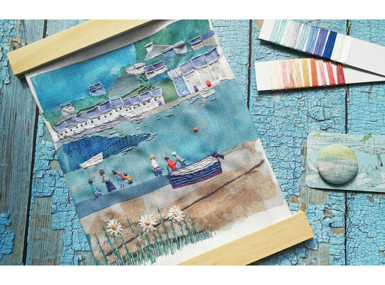 'Ferry Crossing' Embroidery Pattern for  mini wall hanging