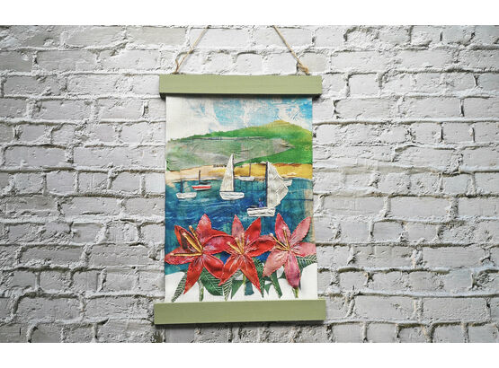 Sunny Bay Coastal Embroidery Mini Wall Hanging Panel