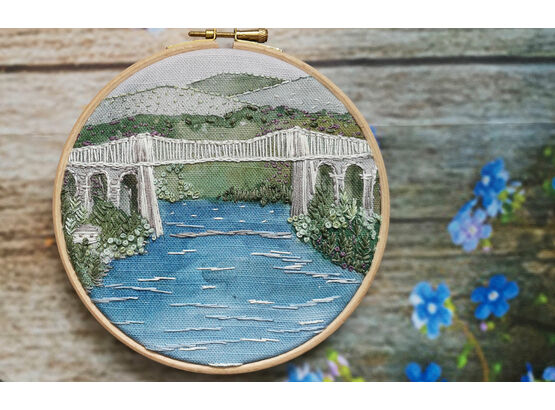 Menai Bridge Coastal Embroidery Pattern