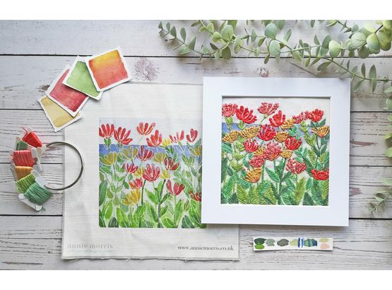 Honeysuckle Floral Hand Embroidery Panel