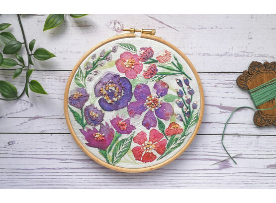 Cottage Garden Floral Embroidery Pattern