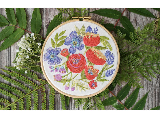 Poppies Floral Embroidery Pattern