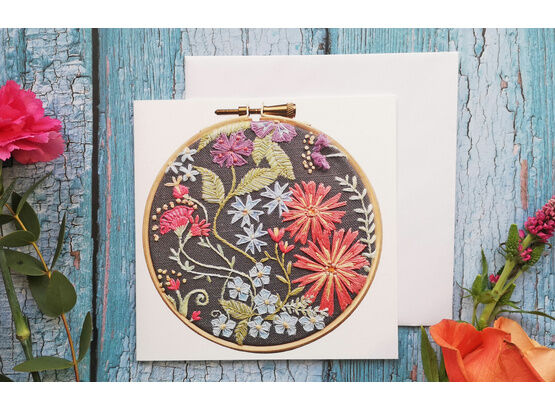 *NEW* Floral Printed embroidery Card