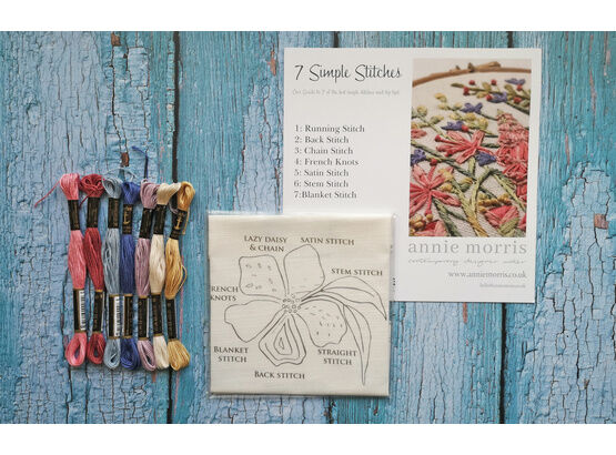 Beginners Embroidery Panel, booklet and Thread pack - Gift Ideas for £20