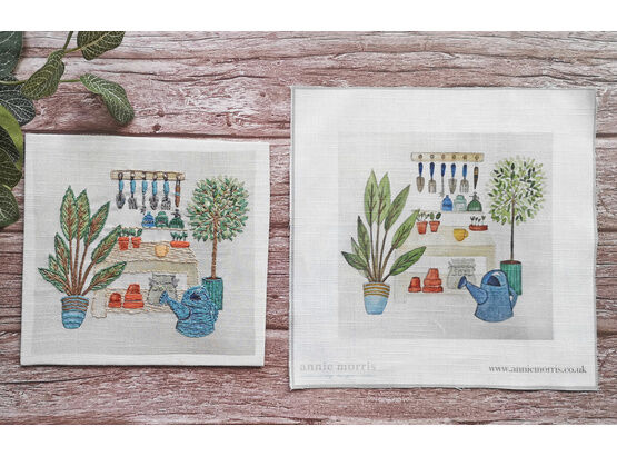 *NEW* 'The Potting Shed' Luxury linen mix Embroidery Panel