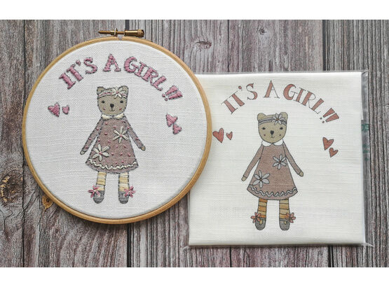 Celebrate Your Newborn 'It's a girl' Embroidery Panel (to fit 6 inch hoop)