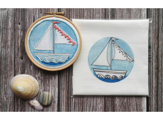 Yacht Mini Embroidery Panel (to fit 4 inch Hoop)