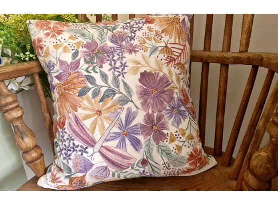 PRE-ORDER Floral Abundance Cushion Hand Embroidery Kit (white)